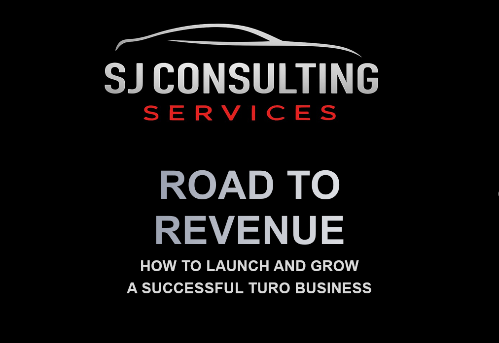 A guide on how to launch and grow a successful Turo Business, featuring a sleek car silhouette and bold branding in silver and red.